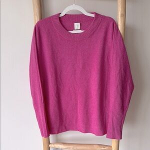 JOIE 2 Ply Pure Cashmere Soft Cozy Lightweight Fuschia Hot Pink Sweater L/XL